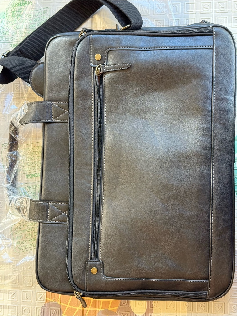 16 Inch Black PU Leather Laptop Briefcase Messenger Bag for Men- Brand new